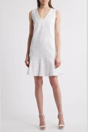 Kobi Halperin Eyelet Ruffle Hem Sleeveless Dress in at Nordstrom, Size Medium