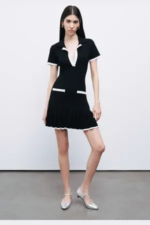 Nocturne Pleated Hem Knit Mini Dress in at Nordstrom, Size Medium