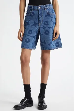 Marimekko Maridenim Marssi Unikko Denim Shorts in at Nordstrom, Size 26