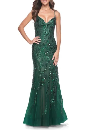 La Femme Mermaid Sequin and Beaded Embellished Prom Dress in at Nordstrom, Size 12