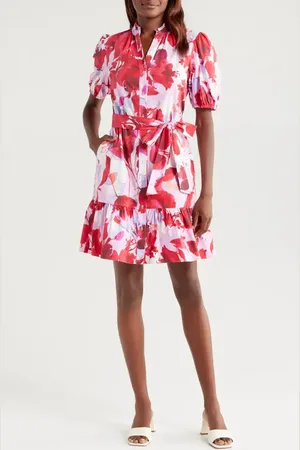 Julia Jordan Floral Puff Sleeve Shirtdress in at Nordstrom, Size 16