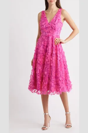 Eliza J 3D Appliqu?? Fit & Flare Cocktail Dress in at Nordstrom, Size 16