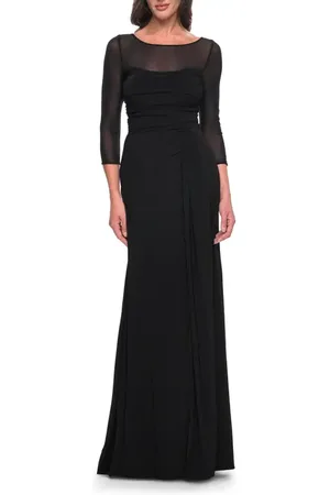 La Femme Chic Evening Dress with Illusion Neckline and Sleeves at Nordstrom, Size 18