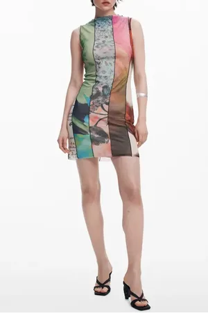 Desigual Mixed Print Mesh Minidress in at Nordstrom, Size X-Small
