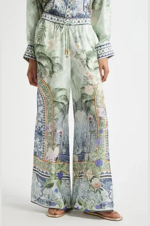 Camilla High Waist Wide Leg Silk Lounge Pants in at Nordstrom, Size Medium