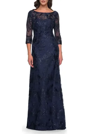 La Femme Beautiful Lace Mother of the Bride Dress with Illusion Neckline in at Nordstrom, Size 6