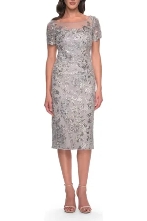 La Femme Lace and Sequin Short Dress with Illusion Neckline in at Nordstrom, Size 4