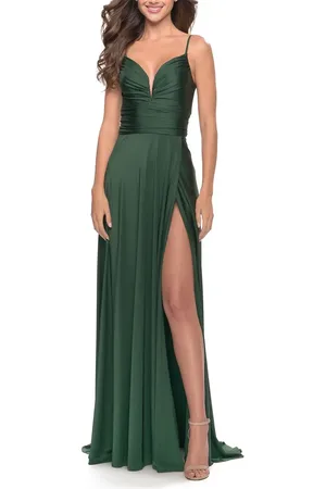 La Femme Versatile Long Jersey Gown with V and Slit in at Nordstrom, Size 18