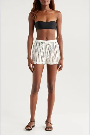 Solid The Nancy Open Knit Cotton Cover-Up Shorts in at Nordstrom, Size Medium
