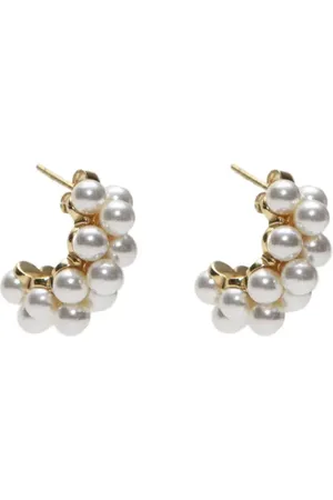 Argento Vivo Sterling Silver Faux Pearl Hoop Earrings in at Nordstrom
