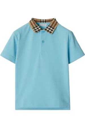 Burberry Check Collar Cotton Polo Shirt in at Nordstrom, Size 10