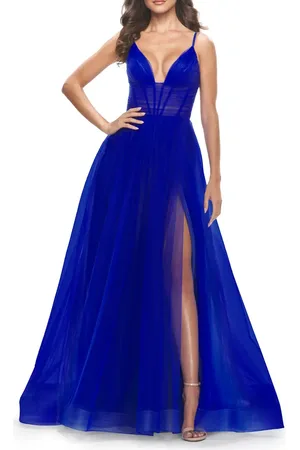 La Femme A-Line Tulle Gown with Illusion Bodice and Boning in at Nordstrom, Size 8