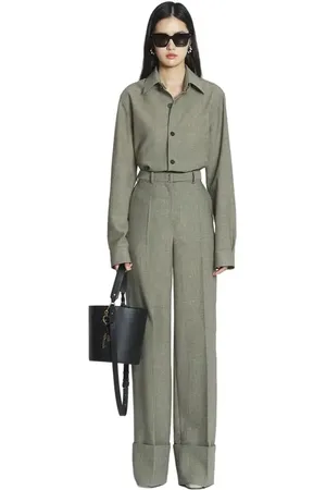 Lanvin WIDE-LEG CUFFED WOOL PANTS in at Nordstrom, Size 36 Eu