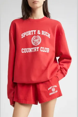 Sporty & Rich Varsity Crest Crewneck Graphic Sweatshirt in at Nordstrom