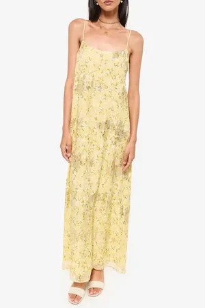 CAMI Lux Floral Print Metallic Silk Maxi Slipdress in at Nordstrom, Size Large