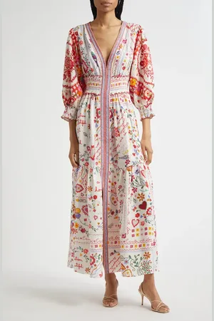 Camilla Shirred Waist Linen Maxi Dress in at Nordstrom, Size Large