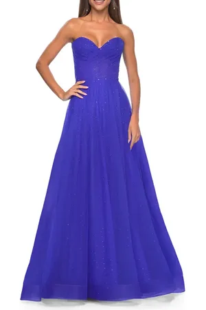 La Femme Sweetheart Tulle and Rhinestone Prom Dress with Illusion Detail in at Nordstrom, Size 0