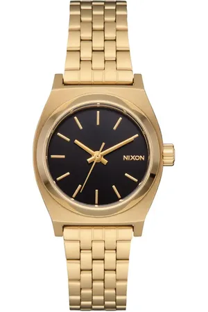 Nixon The Small Time Teller Bracelet Watch, 26mm in Gold /Black at Nordstrom