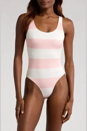 Solid Annemarie Stripe Reversible One-Piece Swimsuit in at Nordstrom, Size Medium
