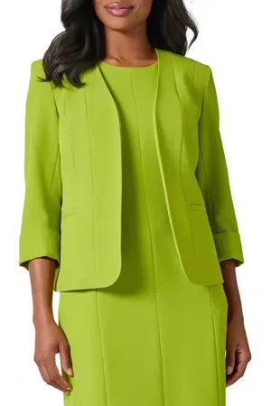 Kasper Open Front Seamed Crepe Jacket in at Nordstrom, Size 12