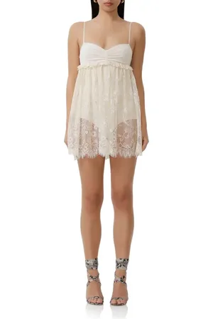 AFRM Aria Floral Lace Babydoll Minidress in at Nordstrom, Size Xx-Small