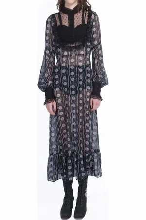 Anna Sui Rosetti Chiffon Victorian Bib Dress in at Nordstrom, Size 0