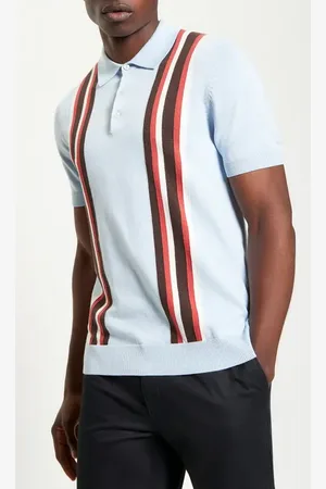 Ben Sherman Vertical Stripe Organic Cotton Polo Sweater in at Nordstrom, Size Small