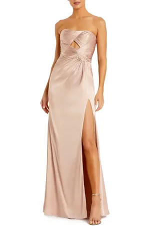 Mac Duggal Strapless Charmeuse Wrap Gown With Cutout Detail in at Nordstrom, Size 6