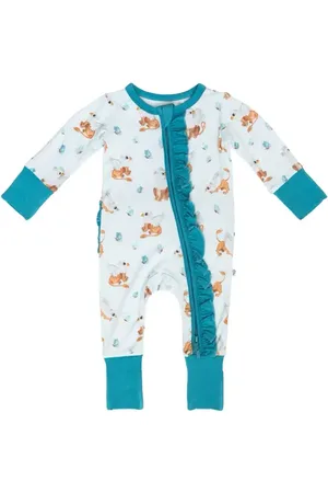 Laree + Co Griffin Butterflies Ruffle Convterible Footie in at Nordstrom, Size 4T