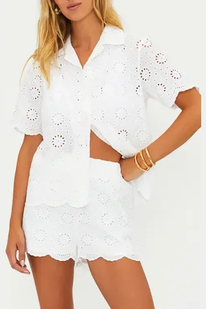 Beach Riot Lexie Cotton Eyelet Cover-Up Shirt in at Nordstrom, Size Small