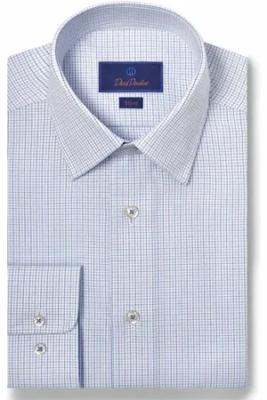 David Donahue Slim Fit Dobby Micro Check Dress Shirt in at Nordstrom, Size 16 - 32
