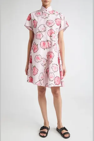 AKRIS Carnation Print Cotton Poplin Dress in at Nordstrom, Size 10