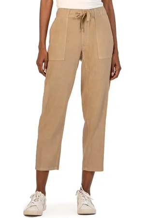 Kut From The Kloth Rosalie Linen Blend Crop Drawstring Pants in at Nordstrom, Size X-Large P