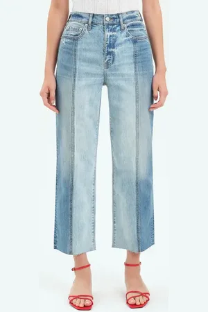 Danny Daze Sun Raw Hem Crop Straight Leg Jeans in at Nordstrom, Size 28