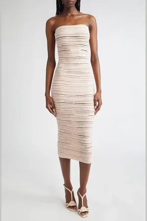 Balmain Textured Stripe Strapless Knit Body-Con Dress in at Nordstrom, Size 4 Us