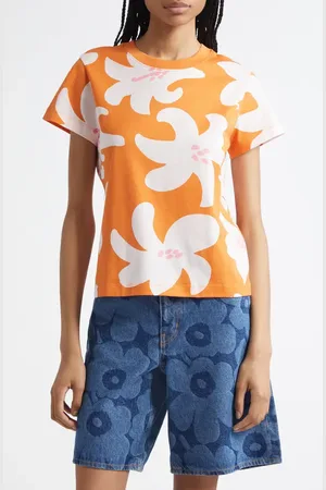 Marimekko Heleys Villinarsissi Print Cotton T-Shirt in at Nordstrom, Size Large