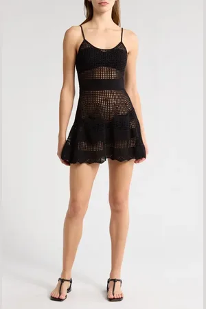 Solid The Ulla Open Stitch Cotton Blend Cover-Up Dress in at Nordstrom, Size Large
