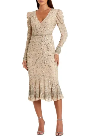 Mac Duggal Sequin Gown with Embellished Hemlin and Belt in at Nordstrom, Size 16