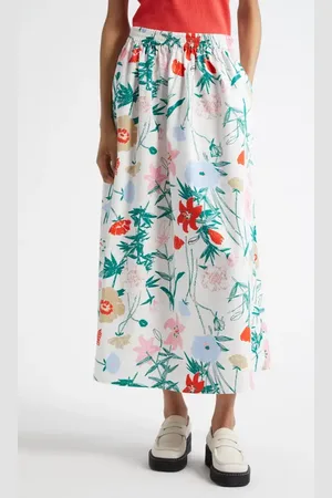 Marimekko Buklee Perenna Stretch Cotton Poplin Maxi Skirt in at Nordstrom, Size X-Large