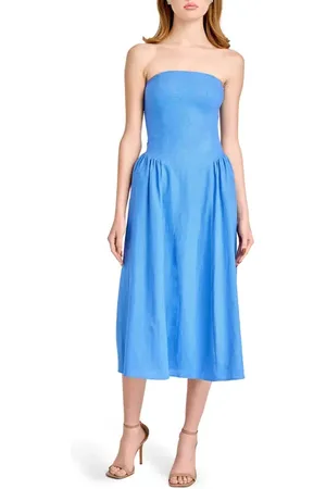 WAYF Giulia Strapless Linen Blend Midi Sundress in at Nordstrom, Size Small