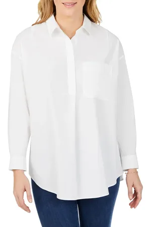Foxcroft Lacey Non-Iron Popover Tunic Top in at Nordstrom, Size 4