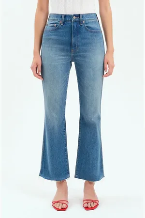 Danny Daze Soho Raw Hem High Waist Ankle Flare Jeans in at Nordstrom, Size 24