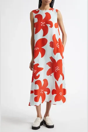 Marimekko Migot Villinarsissi Sleeveless Cupro Shift Dress in at Nordstrom, Size 10 Us