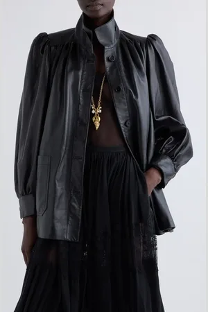 Chloé Puff Shoulder Leather Coat in at Nordstrom, Size 6 Us