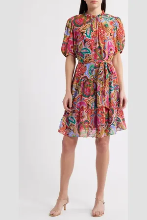 Julia Jordan Ruffle Tie Belt Crinkle Shirtdress in at Nordstrom, Size Medium