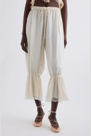 Chloé Lace Trim Silk Crop Pants in at Nordstrom, Size 10 Us