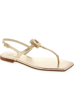 Roger Vivier Viv by the Sea Metallic T-Strap Sandal in at Nordstrom, Size 9Us