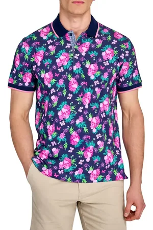 Construct Slim Fit Floral Skull Cotton Stretch Pique Polo in at Nordstrom, Size Xx-Large