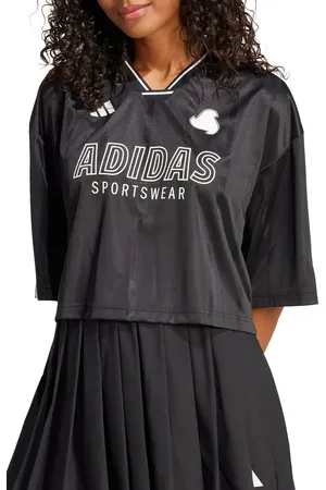 adidas Tiro 3-Stripes Oversized Crop Jersey in at Nordstrom, Size Small