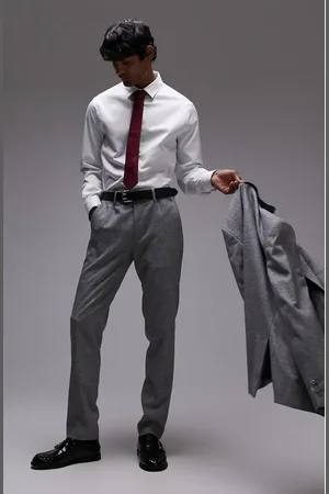 Topman Skinny Fit Textured Cotton Dress Pants in at Nordstrom, Size 28 X 32